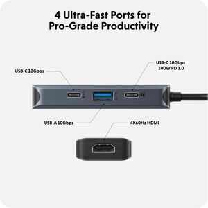 Targus Next 4 Port USB-C Hub - USB Type C - 10 GB/s - 4 USB Port(s)