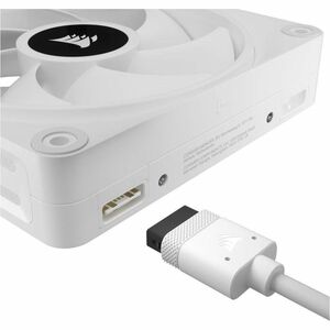 Corsair iCUE QX120 Cooling Fan - 3 x Fan(s) - 63.10 CFM Maximum Airflow - 2400 rpm - Magnetic Dome Bearing - RGB LED - Whi