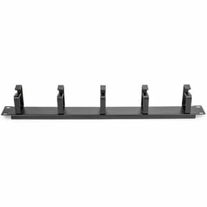Rocstor 1U 19in Metal Rackmount Cable Management Panel - Cable Management Panel - Black - 1U Rack Height x 19" Panel Width