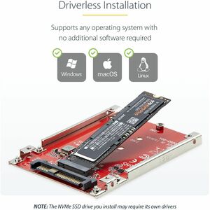 StarTech.com M.2 to U.3 Adapter, For M.2 NVMe SSDs, PCIe M.2 Drive to 2.5inch U.3 (SFF-TA-1001) Host Adapter/Converter, TA