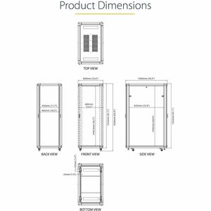 32U 19IN Server Rack Cabinet - Adjustable Depth 6-32IN - Flat Pack - Lockable 4-Post Network/Data/AV Equipment Rack Enclos