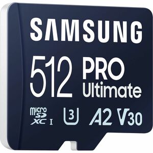 Carte microSD Samsung PRO Ultimate UHS-I 512 Go, MB-MY512SA/WW, vitesse jusqu'à 200 Mo/s, garantie 10 ans, lecteur SD