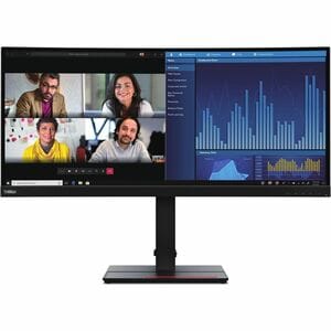 Lenovo ThinkVision P34w-20 34" Class UW-QHD Curved Screen LED Monitor - 21:9 - Raven Black - 86.6 cm (34.1") Viewable - In