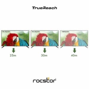 Rocstor TrueReach 4Kx2K HDMI Repeater Extender - HDMI2.0 Signal Booster & Video Amplifier - Up to 132 ft (40m) 1080p, 4K@3