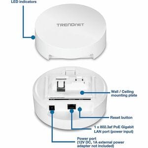 TRENDnet Dual Band IEEE 802.11 a/b/g/n/ac 1.27 Gbit/s Wireless Access Point - Indoor - 2.40 GHz, 5 GHz - Internal - MIMO T