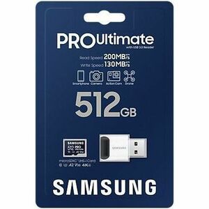 Samsung PRO Ultimate MB-MY512S 512 GB Class 3/UHS-II (U3) V30 microSDXC - 200 MB/s Read - 130 MB/s Write - 10 Year Warranty