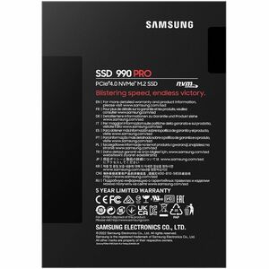 Samsung 990 PRO 4 TB Solid State Drive - M.2 2280 Internal - PCI Express NVMe (PCI Express NVMe 4.0 x4) - Black - Notebook
