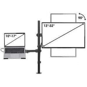 Manhattan 462136 Desk Mount for Monitor, Notebook, LED Monitor, LCD Monitor, Display, MacBook, Projector - Black - Landsca