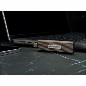 Transcend ESD330C 512 GB Portable Solid State Drive - External - Dark Grayish Brown - Tablet, Desktop PC, Notebook, Smartp