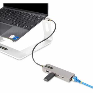 StarTech.com USB/Ethernet-Hub - USB 3.2 Gen. 2 (3.1 Gen. 2) Typ-C - 1,25 GB/s - Extern - Grau - UASP-Support - 4 Total USB