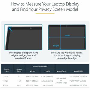 StarTech.com 13.5-inch 3:2 Flip-Over Privacy Screen w/Touch, Anti-Glare Privacy Filter, Laptop Monitor Screen Protector, B