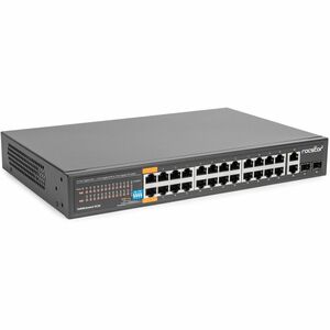 Rocstor SolidConnect SC28 28 Port Switch, 24-Port PoE+ Gigabit Unmanaged Ethernet Port, 2x Gigabit RJ45 & 2× SFP uplink - 