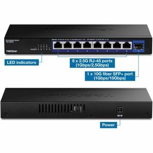 TRENDnet TEG-S5091 8 Ports Ethernet Switch - 2.5 Gigabit Ethernet, 10 Gigabit Ethernet - 2.5GBase-T, 10GBase-X - TAA Compl