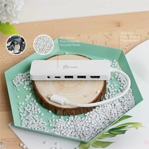 j5create USB-Typ C Docking Station - Speicherkartenleser - SD, microSD - Weiß - USB Typ-A - USB Typ C - HDMI - Kabelgebund