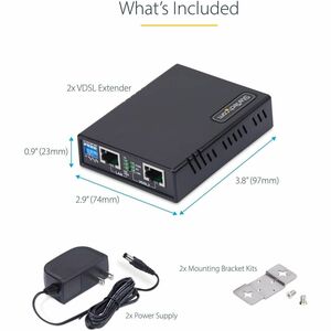 StarTech.com VDSL2 Ethernet Extender Kit over Single Pair Wire, Up to 0.6mi (1km) LAN Repeater over RJ11/CAT5e/CAT6, Repla