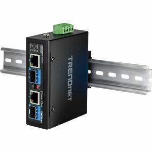 TRENDnet 2-Port Industrial SFP to Gigabit PoE++ Media Converter - Network (RJ-45) - 2x PoE+ (RJ-45) Ports - Gigabit Ethern