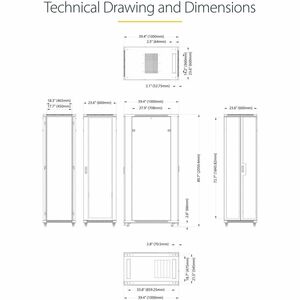 StarTech.com 42U Rack Cabinet for Server - Black - Steel, Mesh - 907 kg Maximum Weight Capacity - 907 kg Static/Stationary