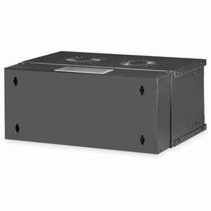 Digitus SOHO PRO 4U Wall Mountable Enclosed Cabinet Rack Cabinet for Networking327 mm Rack Depth - Black - Glass, Sheet St