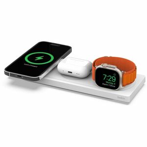 Belkin BOOSTCHARGEÃ¢â#¬Â¯PRO MagSafe 3-in-1 Wireless Charging Pad with 3-UK Pin Power Supply Unit - White