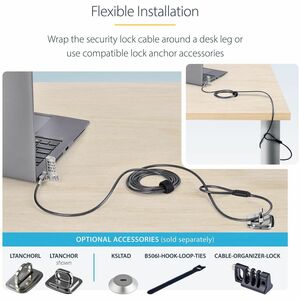 StarTech.com 25-Pack Universal Laptop Lock 6.6ft, Serialized Combo Security Cable For Notebook, Compatible w/Noble Wedge®/