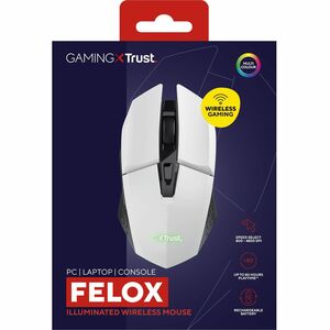Souris de jeu Optique Trust Felox GXT 110 - Fréquence radio - USB 2.0 Type A - 6 Bouton(s) - Blanc - Câble - 2,40 GHz - Re