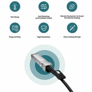 Omada 1 m Twinaxial Network Cable - Cable for Network Device, Rack, Switch, NAS, Router, Server, Network Firewall, Network