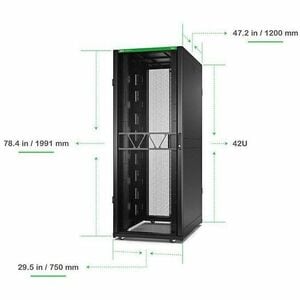 APC NetShelter SX 42U Enclosed Cabinet Rack Cabinet for Server, Networking, Equipment - 482.60 mm Rack Width - Black - TAA