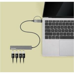 Hub de 4 puertos USB 3.2 Gen 1 con conector adaptable a Tipo C o Tipo A - Manhattan