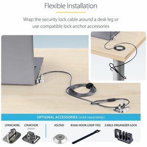 StarTech.com 25-Pack Universal Laptop Lock 6.6ft, Keyed Alike Locking Cable, Security Cable, Compatible w/Noble Wedge®/Nan