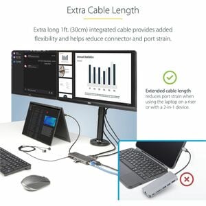 StarTech.com USB-C Triple-Monitor Multiport Adapter, Dual 4K 60Hz + 4K 30Hz HDMI & DP, 4x USB-A, 100W PD Pass-Through, GbE