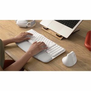Logitech Wave Keys Keyboard - Compact - Wireless Connectivity - German - QWERTZ Layout - Off White - Bluetooth - Easy-Swit