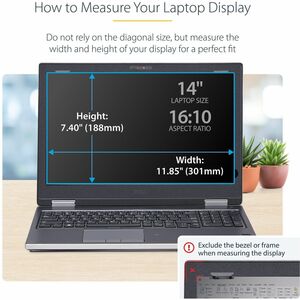 StarTech.com Filtro Privacy antiriflesso, schermo privacy touch screen da 14" 16:10, riduzione della luce blu, +/- 30 grad