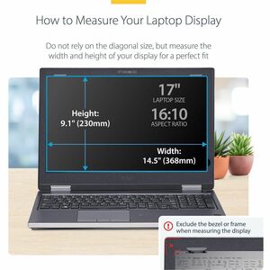 StarTech.com 17-inch 16:10 Flip-Up Privacy Screen with Touch, Anti-Glare Blue Light Filter, Laptop Monitor Screen Protecto