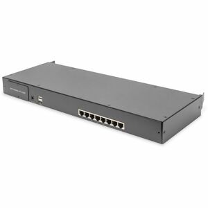 Digitus LCD Rack Console KVM Switch - Jet Black - 48.3 cm (19") LCD - HD - 1920 x 1080 - 8 x Network (RJ-45) - 3 x USB - K