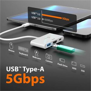 j5create JCA399 USB Tipo C Estação de ancoragem para Notebook, PC Tablet, Smartphone, Consola de jogos, Rato, Teclado, Web