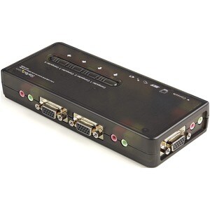 4 Port Black USB KVM Switch Kit with Cables and Audio - desktop KVM Switch - VGA KVM Switch - USB KVM Switch 4 Port