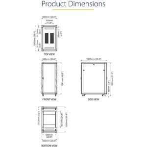 StarTech.com 25U Rack Cabinet for A/V Equipment, Server - 464.82 mm Rack Width x 812.80 mm Rack Depth - Black - Steel, Mes