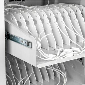 Rocstor Volt C32 PRE-WIRED Charge Cart - Includes 32 USB-C 65W Power Adapters - 0 Shelf - 3 Drawer - 4 Casters - 5" Caster
