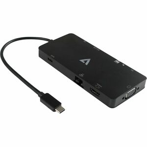 V7 Mini Dock UCMINIDOCK-ALTHV USB Tipo C Estação de ancoragem para Notebook - Capacidade de carregamento - Leitor de cartã