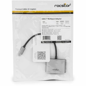 Rocstor Type-C to HDMI/USB-A/Type-C Data or PD3.1 Charging - for Monitor, Projector, Notebook - Charging Capability - USB 
