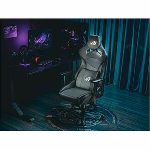 ROG Chariot X gaming chair in racing-car style with Aura RGB lighting featuring an adjustable high-density foam headrest m