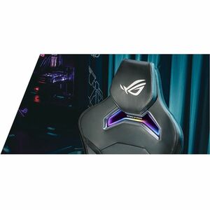 ROG Chariot X gaming chair in racing-car style with Aura RGB lighting featuring an adjustable high-density foam headrest m