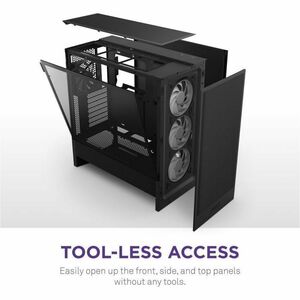 NZXT H5 Flow CC-H52FB-R1 Computer Case - ATX Motherboard Supported - Mid-tower - Mesh, Tempered Glass, Galvanized Cold Rol