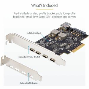 StarTech.com Carte PCIe USB à 5 Ports, USB 3.2 10Gbps, Carte PCI Express avec 4x USB-C et 1x USB-A interne, Carte Contrôle