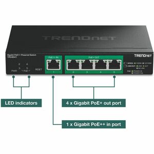 TRENDnet TPE-B541 5 Anschlüsse Verwaltbar Ethernet-Switch - Gigabit-Ethernet - 10/100/1000Base-T - TAA-konform - 2 Unterst