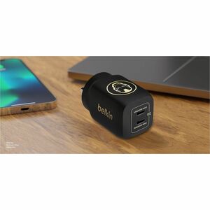 Belkin X Marvel, Ironman Edition, 65W Gan Dual USB-C Pd 3.0 Fast Charger with Pps Technology, Compact Size for Type-C Supp