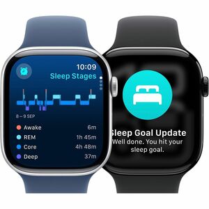 Apple Watch Series 10 Smart Watch - 46 mm Case Height - 39 mm Case Width - Silver Case Color - Denim Band Color - Aluminiu