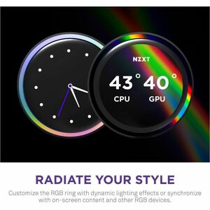 NZXT Kraken Elite 240 RGB RL-KR24E-B2 1 Cooling Fan/Radiator/Pump - Processor - 127.63m³/h Maximum Airflow - 2400 rpm - Li