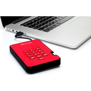 SSD Portable iStorage diskAshur2 - Externe - 512 Go - Rouge Ardent - Conforme aux normes TAA - Client Léger Appareil compa
