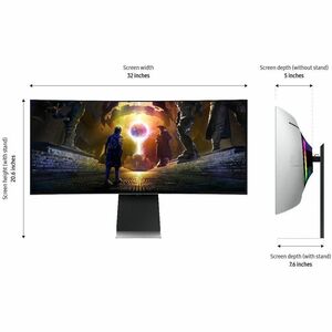Samsung Odyssey OLED G8 S34DG856SN 34" Class UW-QHD Curved Screen Gaming OLED Monitor - 21:9 - Silver, Black - 34" Viewabl